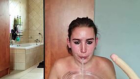 Gathering saliva while fucking my throat with a dildo 😈