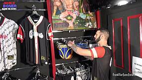 threesome scene in a gay store