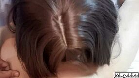 Thai Student Sucks Big Cock and Gets Creampied in Shiny Skirt