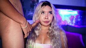 i sucked chubby colombian blonde's cock deepthroat then fucked her shaved pussy in doggy with stepbrother