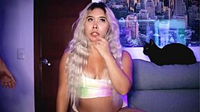 i sucked chubby colombian blonde's cock deepthroat then fucked her shaved pussy in doggy with stepbrother