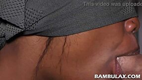 devoted ebony slut gives head to big white cock