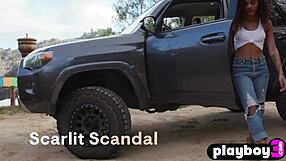 amazing ebony teen 18+ scarlit scandal posing and striptease for the playboy