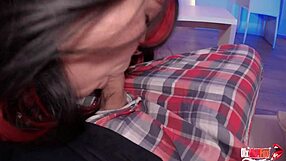 Stepsister shows how my girlfriend should suck my cock properly