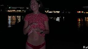 teen strolling nude on public beach, flaunting bare ass