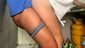 primastra bent over in kitchen for doggystyle cumshot while washing dishes