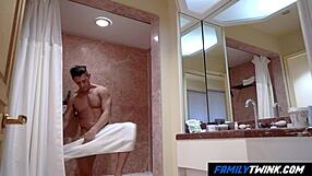 Familytwink stepdad pleases son in hotel.