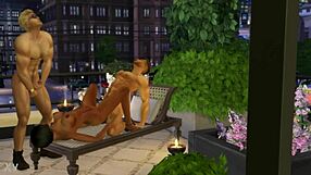 hunky sims 4 sweaty threesome action