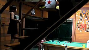 Cuckold Watches Anal Creampie During Billiards