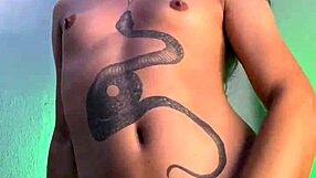 Teasing transsexual makes strong cumshot!