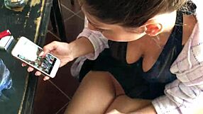 Private phone captures candid upskirt blooper with close pussy view under skirt