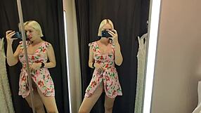 Big Tits Crossdresser Fingers Wet Pussy In Changing Room