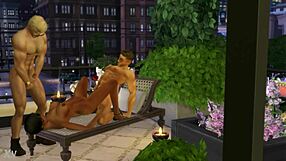 hunky sims 4 sweaty threesome action