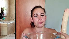 Gathering saliva while fucking my throat with a dildo 😈