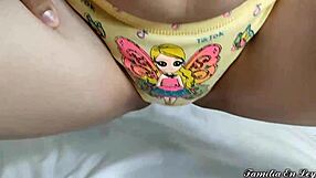 Innocent stepdaughter shows princess panties with delicious smell