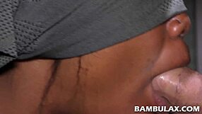 devoted ebony slut gives head to big white cock