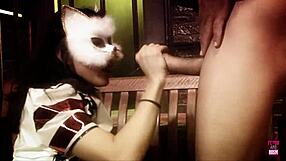 Guy Licks Brunette's Pussy In Stockings Before Facial