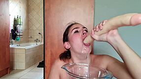 Gathering saliva while fucking my throat with a dildo 😈