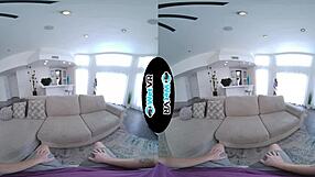 I watch the huge thick dick slid deep into the skinny brunette in VR porn