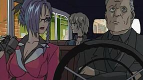 Japanese cartoon features a teen girl with big tits and anal beads in a lesdom BDSM scene