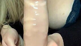 Slut Wife Sucks Dildo Titfuck