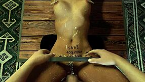 Bound whore gets tight pussy creamed in POV BDSM, pissing on cock