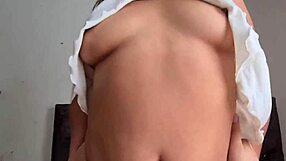 Teen Brunette Rides Cowgirl Ass Bouncing Close-Up