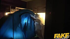 Fake Hostel: Happy Young Camper Seduced By Busty Lesbian Milf