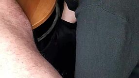 Secret handjob at work in public outdoor setting