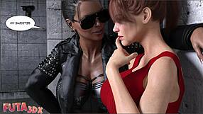 Futa biker babe enjoys her girlfriend's juicy pussy