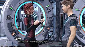 Stranded in space, holding hands with an asian scientist milf.