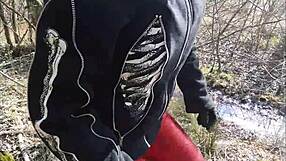 Why is this rich German femdom in rubber latex brutally dominating outdoors in the mud?