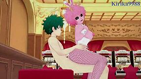 Mina Ashido and Momo Yaoyorozu and Izuku Midoriya Bunny Girl Intense Sex - My Hero Academia Hentai