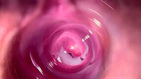 Camera dives deep into Mia's tight creamy brunette pussy