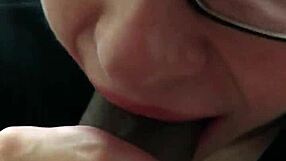 Feeling the passion in a close-up lipstick blowjob with a big cock
