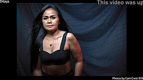 Is Ditaya in leather chaps dominating her slave with ass worship?