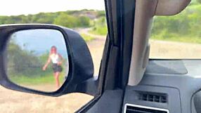 stranger helps with risky outdoor fuck