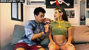 Lady milf teaches anal fetish.