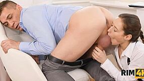 Belle apologizes to husband by licking his asshole with her tongue