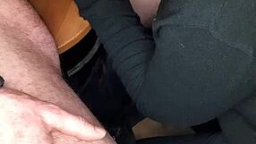 Secret handjob at work in public outdoor setting