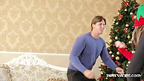 Skinny teen Gina Gerson takes double penetration as Christmas gift