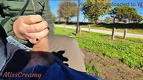 flashing my cock in public park while stepdaughter aids my risky cumshot