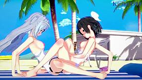 3D animated Miku and Laura in sexy outfits