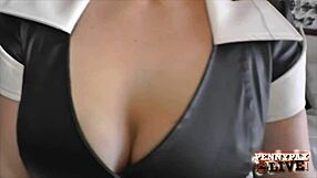 This gloved nurse Penny Pax strokes, sucks, and fucks her patient's hard dick in the hospital.