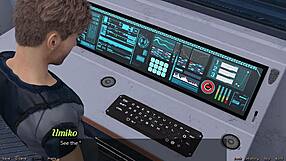 Stranded in space, holding hands with an asian scientist milf.