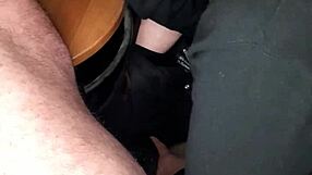 Secret handjob at work in public outdoor setting