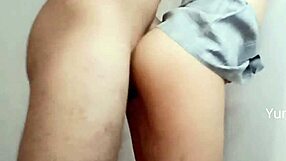 Secretly fucking stepsister in school uniform while stepmother is away, a risky homemade adventure.