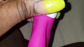 her vibrator dies repeatedly during close-up wet pussy masturbation