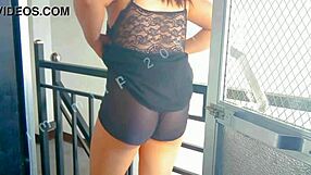 Asian milf shows wet pussy in public.