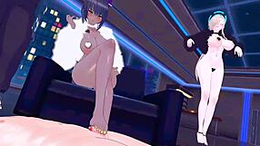 Asuna y Karin se dan con todo en acción hentai MMD salvaje